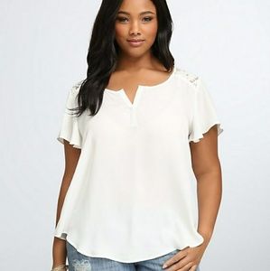 Lace Insert Flutter Blouse torrid size 3